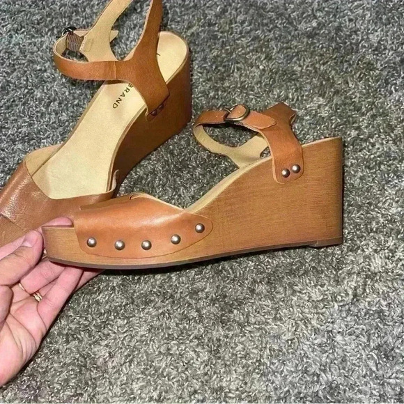 Lucky Brand Women's Tan Zashti Wedge Heel Sandal Sz 9M - Picture 4 of 7